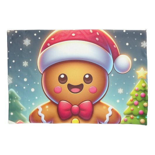 Schattigee grillige kerst/winter peperkoek man kussensloop (Voorkant)