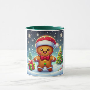 Schattigee grillige kerst/winter peperkoek man mok
