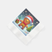 Schattigee grillige kerst/winter peperkoek man servet (Hoek)