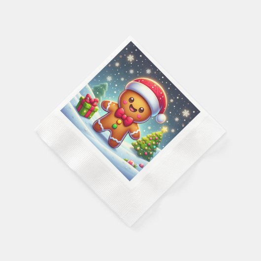 Schattigee grillige kerst/winter peperkoek man servet (Hoek)