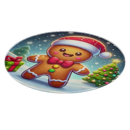 Schattigee grillige kerst/winter peperkoek man snijplank (Hoek)