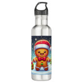 Schattigee grillige kerst/winter peperkoek man waterfles (Voorkant)