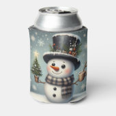 Schattigee grillige kerst/wintersneeuwman blikjeskoeler (Blikje Achterkant)