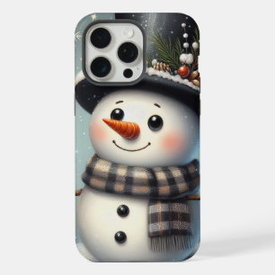 Schattigee grillige kerst/wintersneeuwman iPhone 15 pro max hoesje