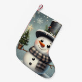 Schattigee grillige kerst/wintersneeuwman kleine kerstsok (Voorkant (Hangend))