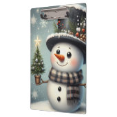 Schattigee grillige kerst/wintersneeuwman klembord (Links)