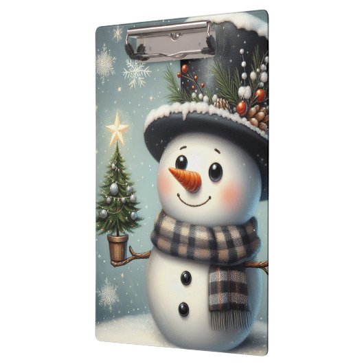 Schattigee grillige kerst/wintersneeuwman klembord (Links)