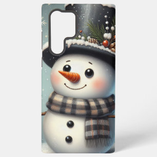 Schattigee grillige kerst/wintersneeuwman samsung galaxy hoesje