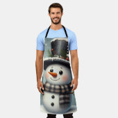 Schattigee grillige kerst/wintersneeuwman schort (Gedragen)