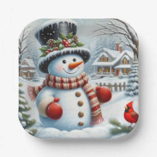 Schattigee, / grillige kerst / wintersneeuwpop papieren bordje