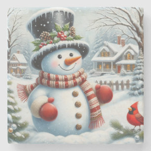 Schattigee,  / grillige kerst / wintersneeuwpop stenen onderzetter