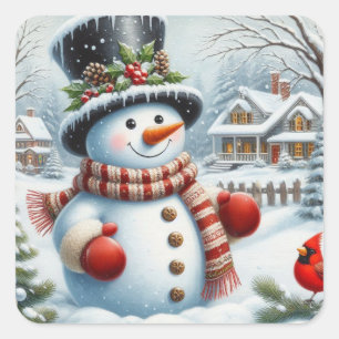 Schattigee, / grillige kerst / wintersneeuwpop vierkante sticker
