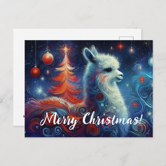 Schattigee grillige kerstlama briefkaart (Voorkant / Achterkant)
