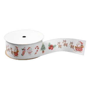 Schattigee grillige kerstman rendier grosgrain lint