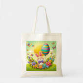 Schattigee, grillige & kleurrijke paashaas tote bag (Voorkant)