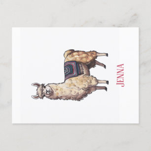 Schattigee grillige lama gepersonaliseerd briefkaart