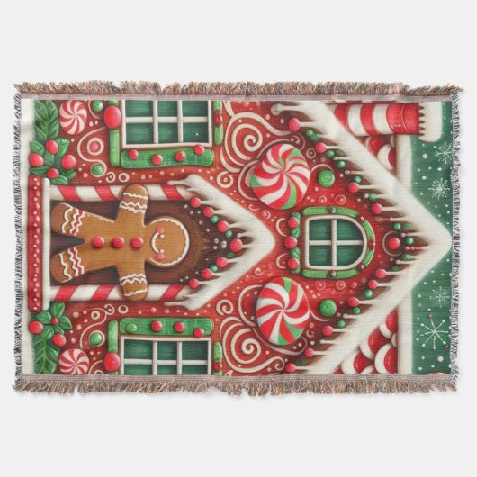 Schattigee, grillige peperkoek man & huis deken (Voorkant)