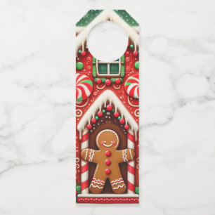 Schattigee, grillige peperkoek man & huis flessenhanger