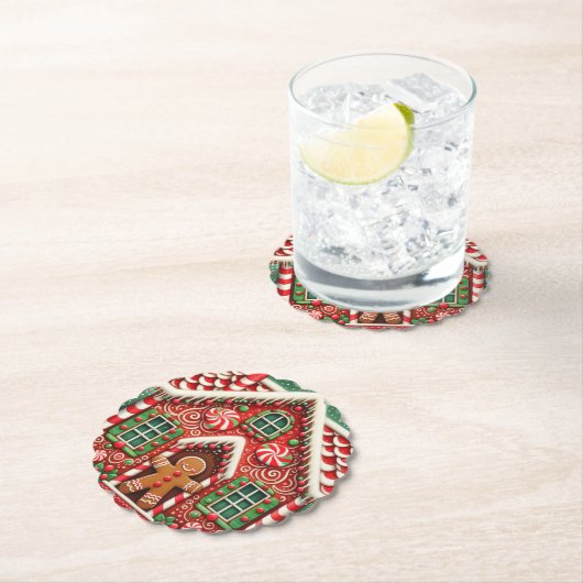 Schattigee, grillige peperkoek man & huis kartonnen onderzetters (Insitu)