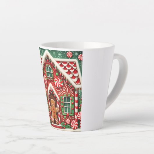 Schattigee, grillige peperkoek man & huis latte mok (Rechterhoek)