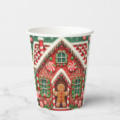 Schattigee, grillige peperkoek man & huis papieren bekers (Achterkant)