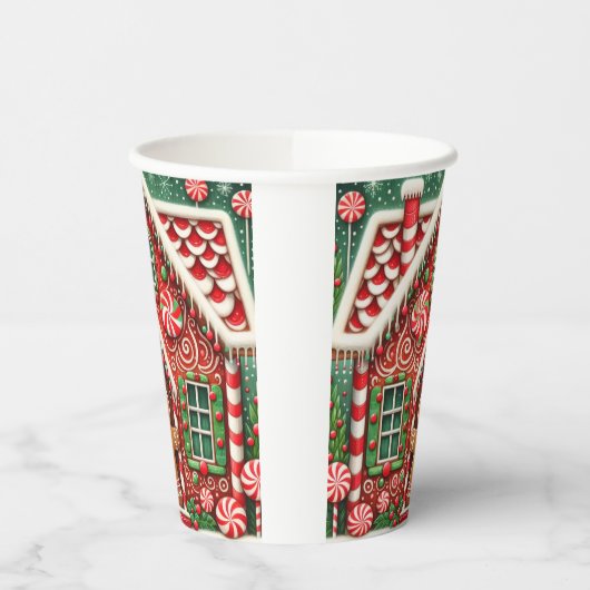 Schattigee, grillige peperkoek man & huis papieren bekers (Links)