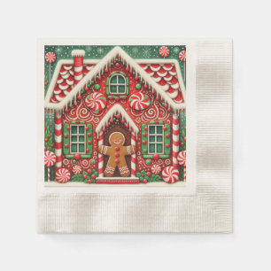 Schattigee, grillige peperkoek man & huis servet