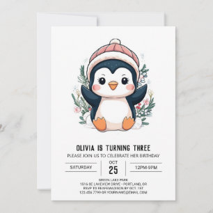 Schattigee grillige pinguïn digitale verjaardag kaart