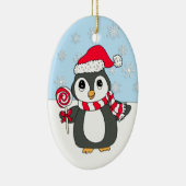 Schattigee grillige pinguïn met Lollipop gepersona Keramisch Ornament (Rechts)