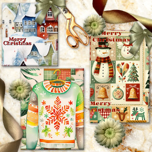 Schattigee grillige retro Waterverf kerst Inpakpapier Vel