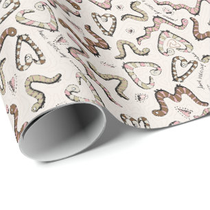Schattigee & grillige roze hart worm-ing wensen Ba Cadeaupapier