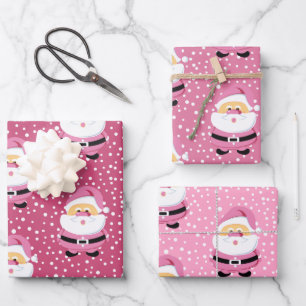 Schattigee grillige Roze Kerstman Kerstvakantie Inpakpapier Vel