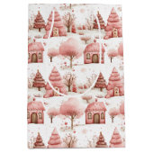 Schattigee grillige roze winter wonderland kerst medium cadeauzakje (Voorkant)