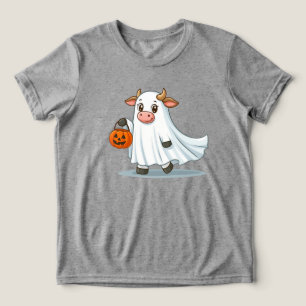 Schattigee, grillige, spook koe Tri-Blend shirt