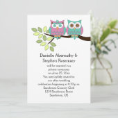 Schattigee grillige uilen na huwelijksfeest kaart (Staand voorkant)