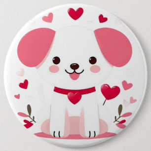 Schattigee grillige valentijns puppy ronde button 6,0 cm