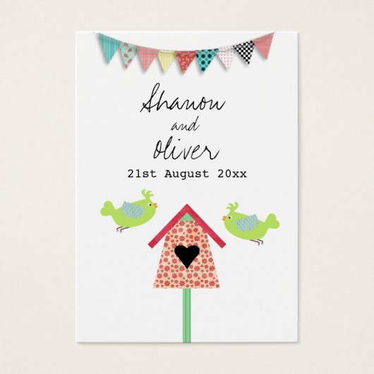 Schattigee grillige vogels bruiloft gunst Labels Visitekaartjes (Voorkant)