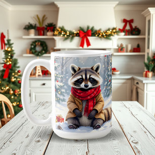 Schattigee grillige wasbeer feestelijke kerst koffiemok