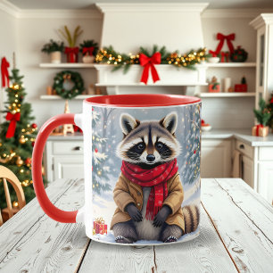Schattigee grillige wasbeer feestelijke kerst mok
