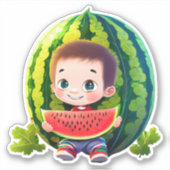 Schattigee grillige watermeloen cartoon sticker (Voorkant)