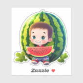 Schattigee grillige watermeloen cartoon sticker (Vel)