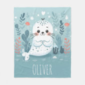 Schattigee grillige zeehondenpup fleece deken (Voorkant)