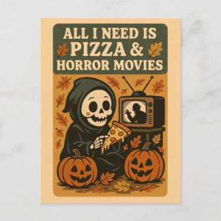 Schattigee Grim Reaper Eten Pizza Grappig Hallowee Briefkaart