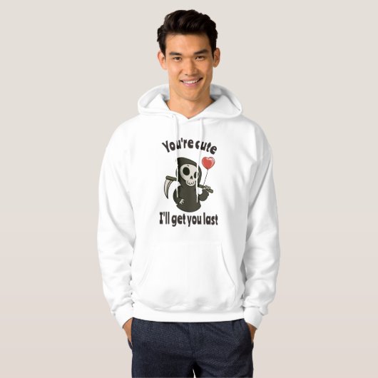 Schattigee Grim Reaper met romantisch hart Hoodie (Voorkant volledig)