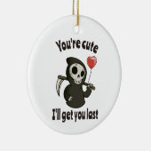 Schattigee Grim Reaper met romantisch hart Keramisch Ornament (Rechts)