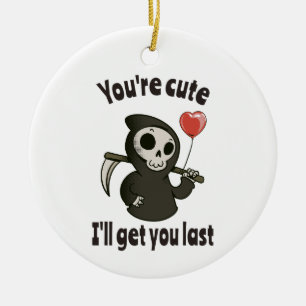 Schattigee Grim Reaper met romantisch hart Keramisch Ornament