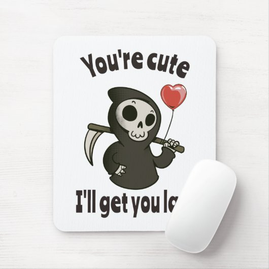 Schattigee Grim Reaper met romantisch hart Muismat (Met muis)