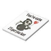 Schattigee Grim Reaper met romantisch hart Notitieblok (Gedraaid)