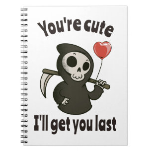 Schattigee Grim Reaper met romantisch hart Notitieboek
