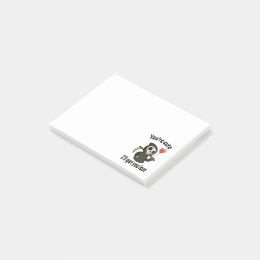 Schattigee Grim Reaper met romantisch hart Post-it® Notes (Schuin)